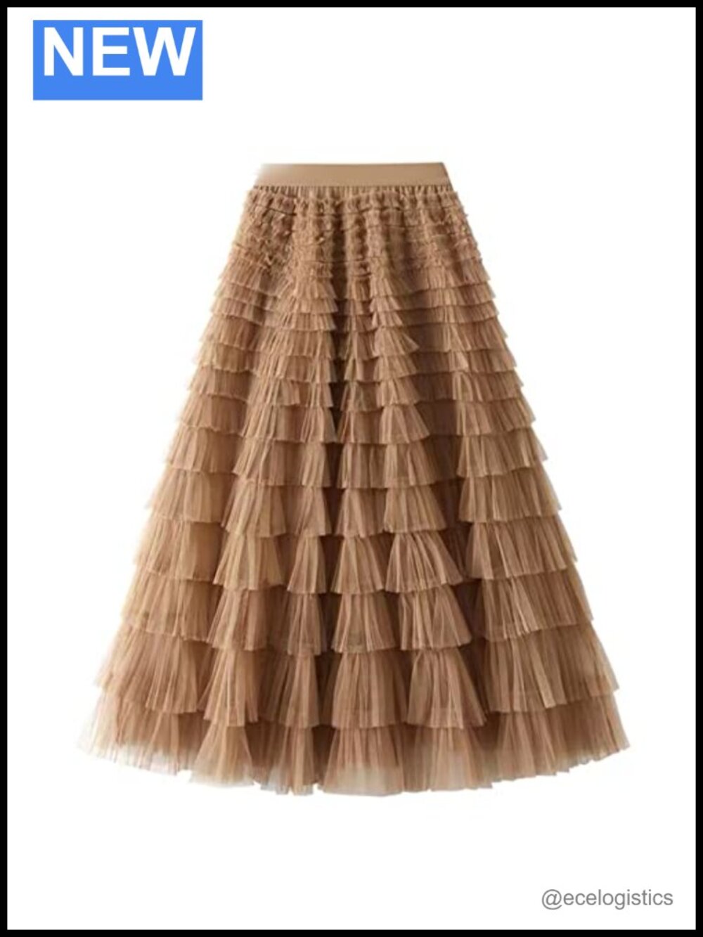 Women's Layered Tulle Maxi Skirt High Waist Pleated Fluffy Tutu